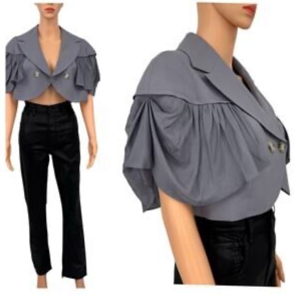 🌞Bebe Short Silk Sleeve Gray Jacket Top 4 - Picture 1 of 15